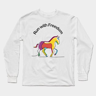 Horses -  Run with Freedom Long Sleeve T-Shirt